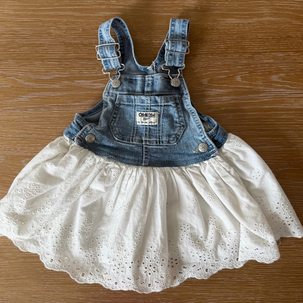 OshKosh B'gosh Denim and White Eyelet Skirtall